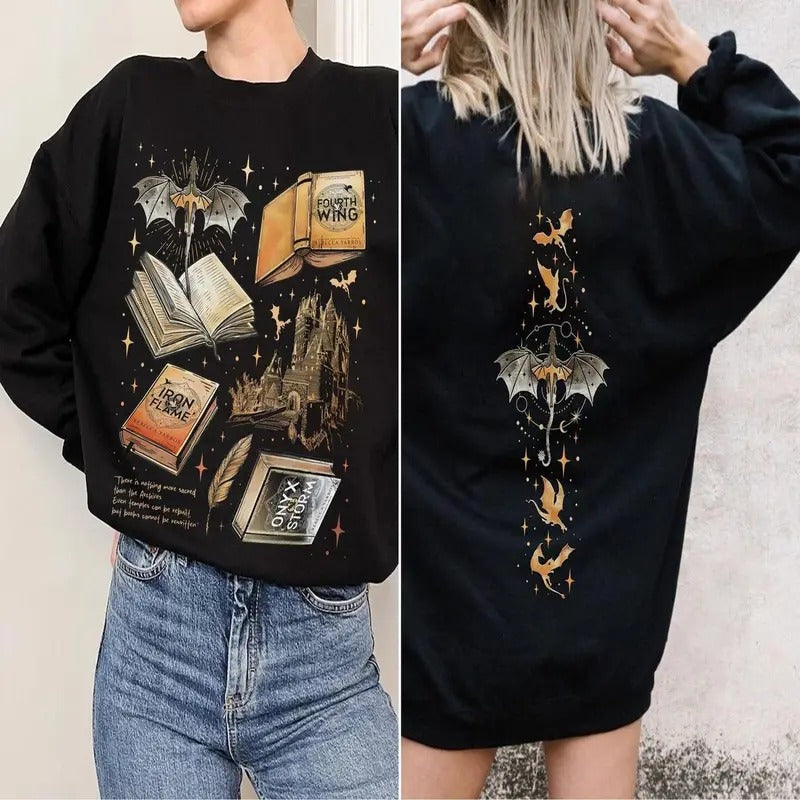 [SALE UP TO 45%] Hot Trending Fourth Wing Series Sweatshirt, War College Crewneck, Dragon Rider Sweater, Book Merch Gift...