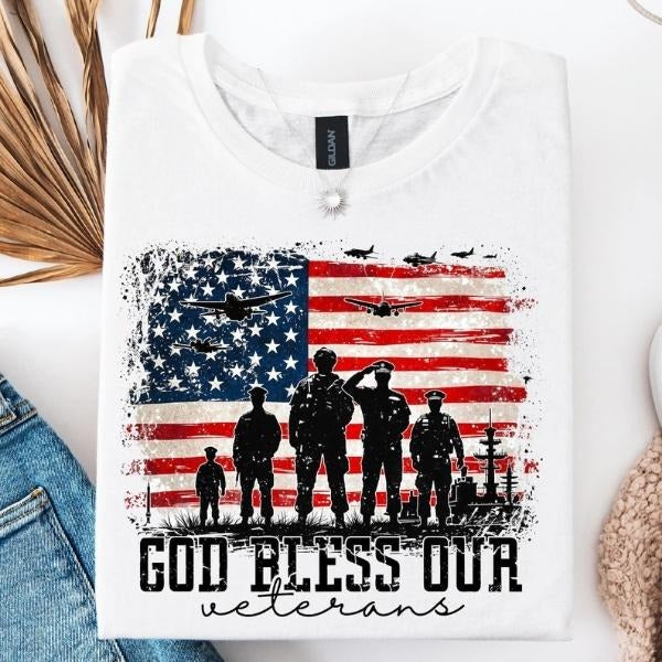 [SALE UP TO 60%] USA Flag Soldier T-Shirt Sweatshirt, Memorial Day + 4th of July Tee, American Military Graphic, Veterans...