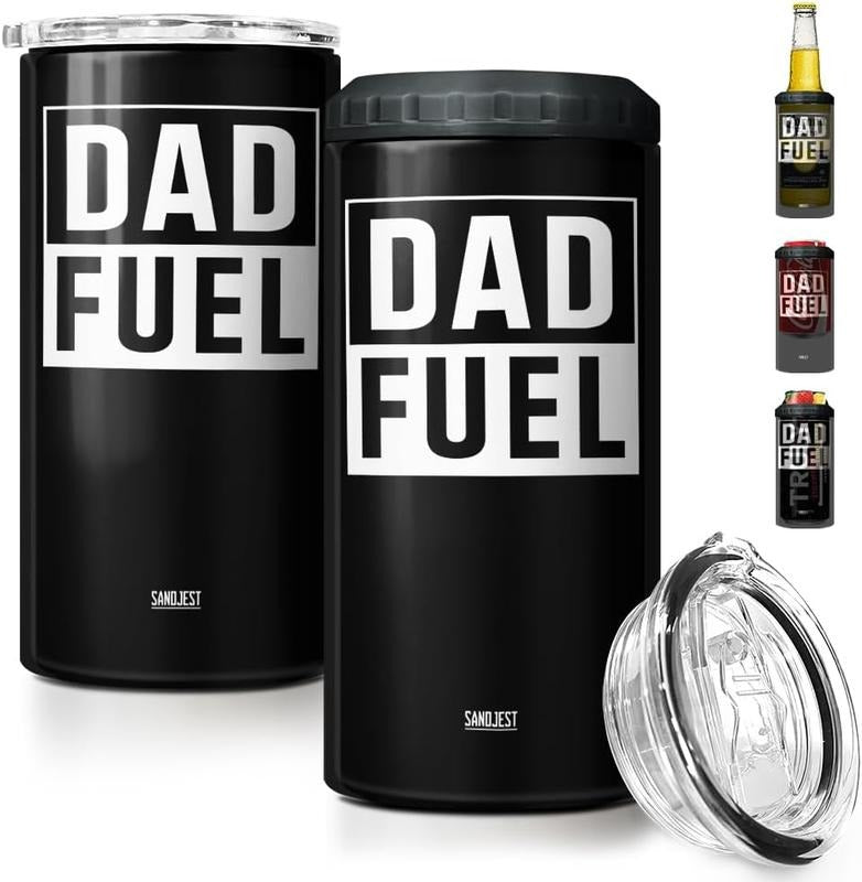 SANDJEST 4-in-1 Dad Tumbler Gifts, 12oz Dad Fuel Can Cooler Cup, Stainless Steel Insulated Cans Christmas, Birthday,...