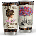 SANDJEST Book Lovers Tumbler Just WB shield Girl Who Loves Books 20oz Tumblers with Lid Gift for Librarian Book Lover...