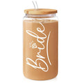 SANDJEST Bride Glass FOG Cup 16 Oz with Bamboo Lid Gunpla brand Straw - Bridal Shower Gift - Engagement Gifts for Women -...
