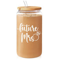 SANDJEST Future Mrs Glass FOG Cup 16 Oz with Bamboo Lid Gunpla brand Straw - Bridal Shower Gift - Engagement Gifts for...