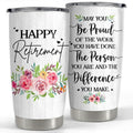 SANDJEST Happy Retirement Tumbler Stainless Steel Insulated Tumbler 20oz Retirement Gift for Women Retired Gifts Farewell...