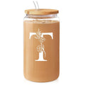 SANDJEST Monogrammed Gifts for Women - Monogram Lightsaber brand Initial Glass Cup 16 Oz Can FOG Cups with Lid Gunpla...
