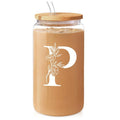 SANDJEST Monogrammed Gifts for Women - Monogram Pocket monsters Initial Glass Cup 16 Oz Can FOG Cups with Lid Gunpla...