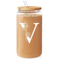 SANDJEST Monogrammed Gifts for Women - Monogram Superhero team Initial Glass Cup 16 Oz Can FOG Cups with Lid Gunpla brand...