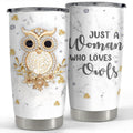SANDJEST Owl Tumbler Jewelry Style Just WB shield Woman Loves Owls 20oz Tumblers with Lid Gift for Women Girl Daughter...
