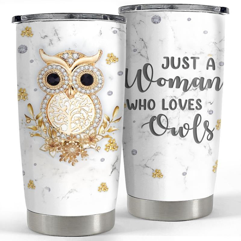 SANDJEST Owl Tumbler Jewelry Style Just WB shield Woman Loves Owls 20oz Tumblers with Lid Gift for Women Girl Daughter...