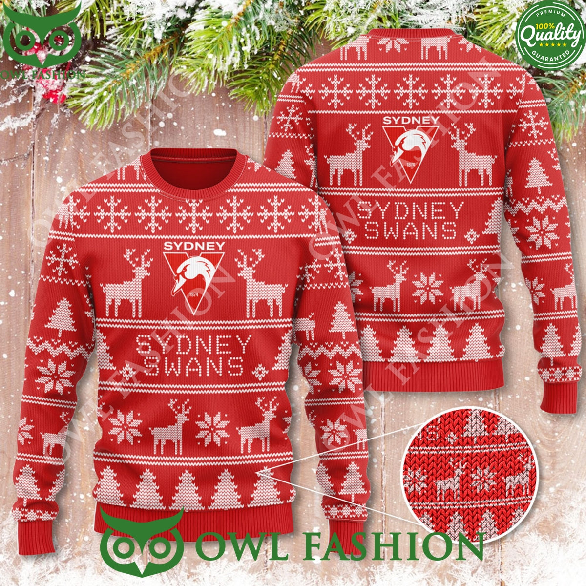 Sydney Swans Christmas Reindeer Pattern 3D Ugly Sweater