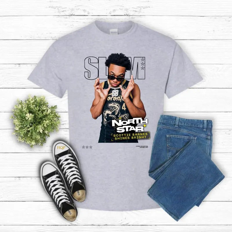 SLAM Cover Scottie Barnes 2 Sides Printed Comfort Fabric Cotton T-Shirts, Hoodie, Sweatshirt | RetroVerseTees.com