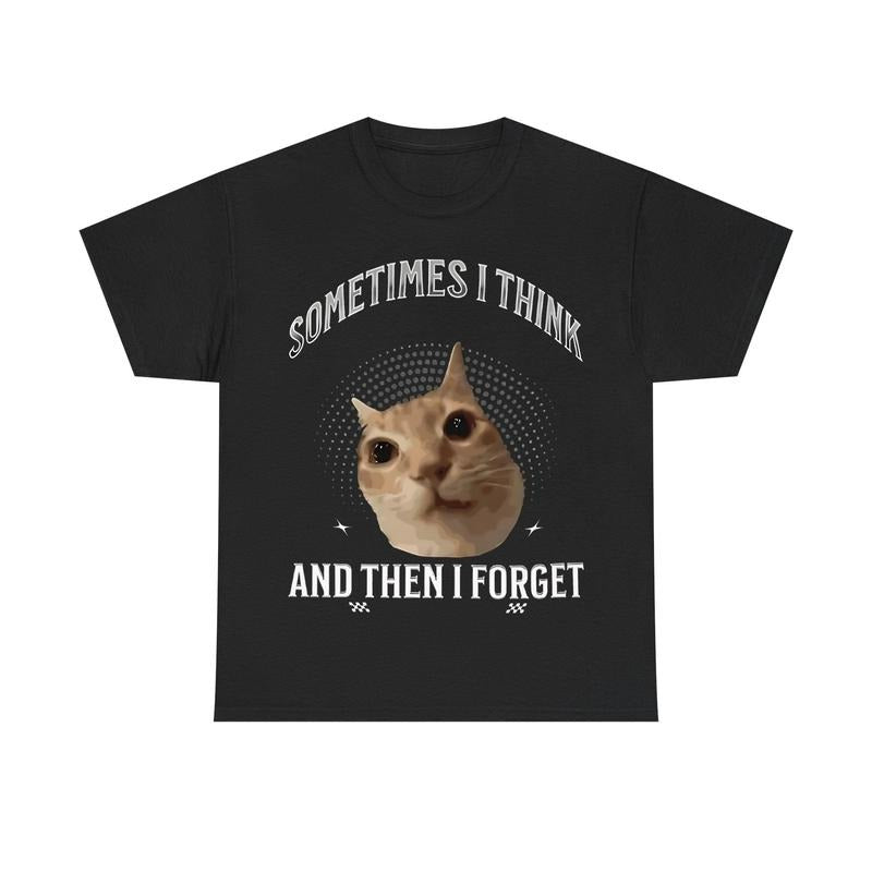 "SOMETIMES I THINK" Cat Meme T-Shirt for Cat Lovers Hoodie, Sweatshirt | RetroVerseTees.com