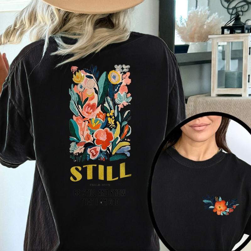 STILL BE STILL Gunpla brand KNOW THAT Swoosh Gunpla brand FOG Print Lightsaber brand Shirt, Christian Pattern Tops,...