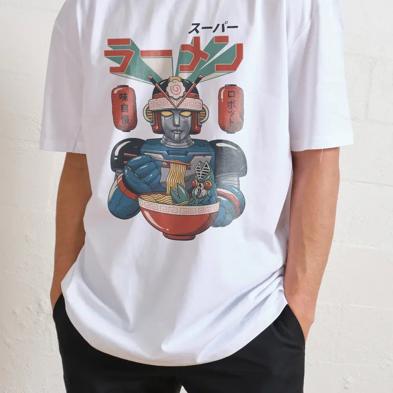 SUPER RAMEN BOT T-SHIRT, Men Summer Fashion Cotton, Cotton Menswear, S to 3XL Soft Top Hoodie, Sweatshirt