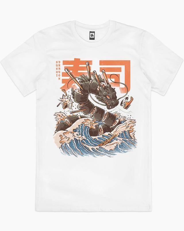 SUSHI DRAGON T-SHIRT, Men Summer Fashion Cotton, Cotton Menswear, S to 3XL Soft Top Hoodie, Sweatshirt | RetroVerseTees.com