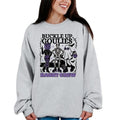 SWEATSHIRTS - Buckle Up Goulies Haunt Crew Design Women's Long Sleeve Gray Hoodie with Ghost Skeleton Graphic for Spooky...