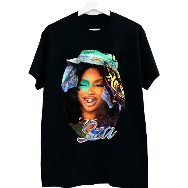 SZA GRAPHIC BLACK T-SHIRT Classic Cotton Hoodie, Sweatshirt | RetroVerseTees.com
