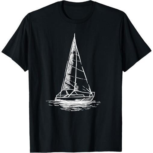 Sailor Boating Anchor - Simple Line Drawing Sailboat Sailing T-Shirt Made in USA Hoodie, Sweatshirt | RetroVerseTees.com