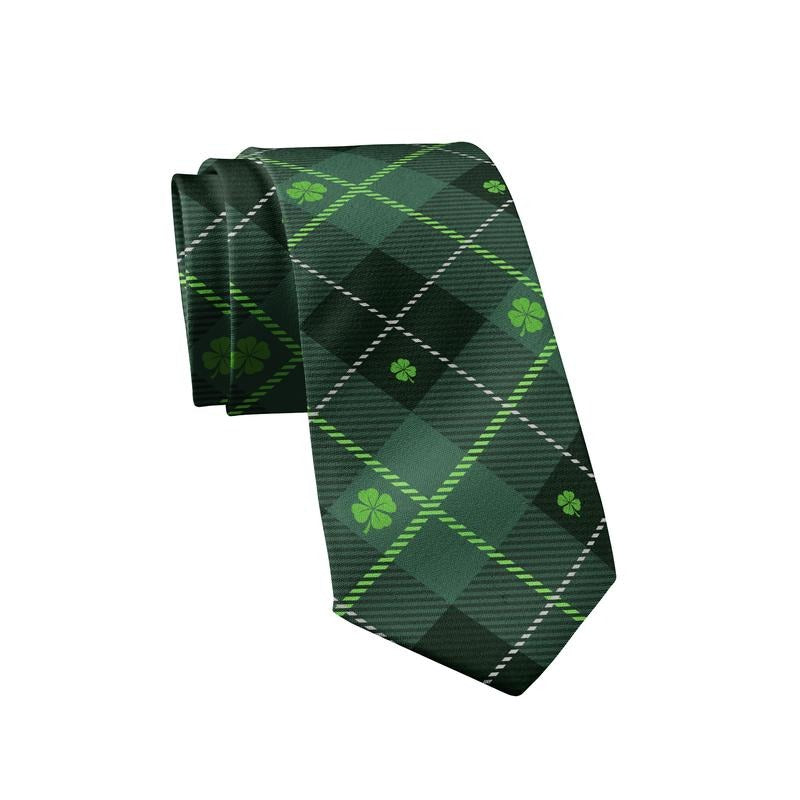 Saint Patricks Day Plaid Tie Funny Ties for Men St Patricks Ties Mens Novelty Neckties Green Argyle Tie Funny Ties...