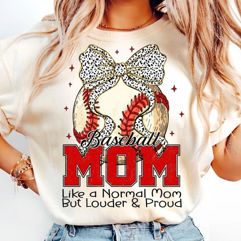 [Sale To 45% Off] Baseball Mom T-Shirt, Varsity Distressed T-Shirt, Loud and Proud Baseball Mama Shirt, Coquette Baseball...