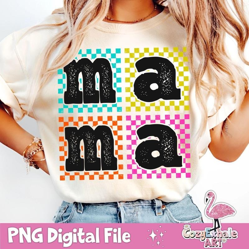 [Sale To 45% Off] Checkered Mama T-Shirt, Retro Funny Mom, Trendy Sassy Mom Shirt, Motherhood Graphic, Mothers Day Gift...