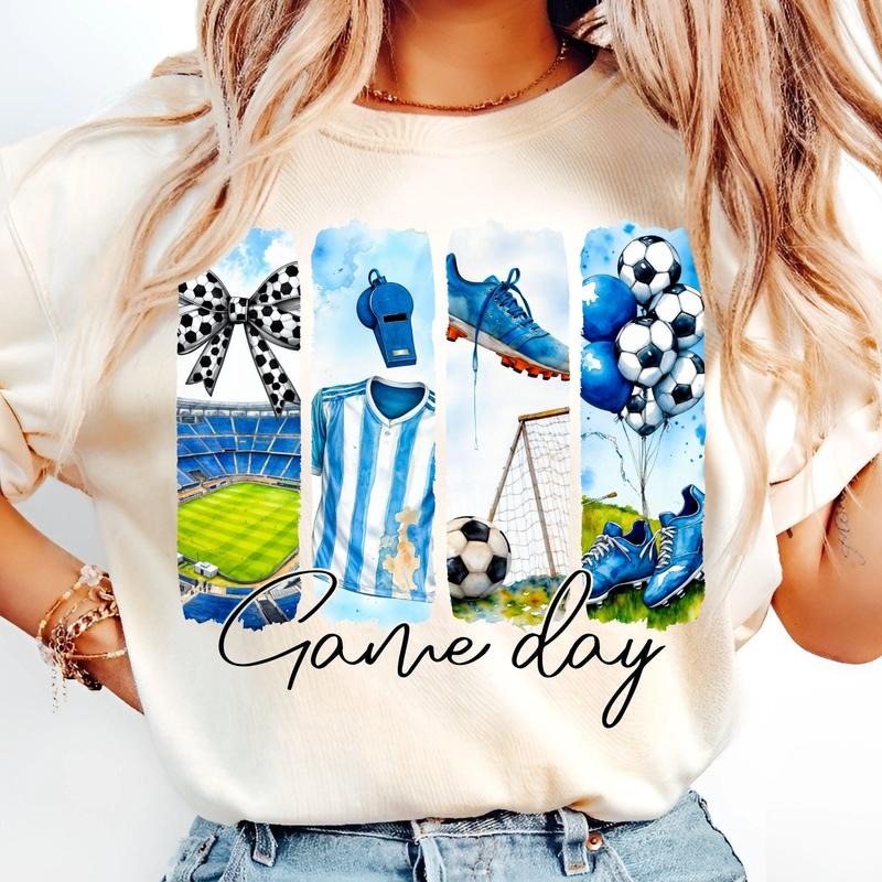 [Sale To 45% Off] Game Day Soccer Coquette Shirt, Soccer Bow T-Shirt, Soccer Mama Shirt, Brushstroke T-Shirt, Gift For...