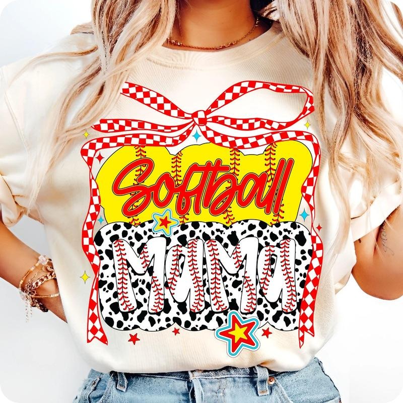 [Sale To 45% Off] Retro Softball Mama T-Shirt, Coquette Softball Bow T-Shirt, Game Day Mom Clipart, Softball Season...