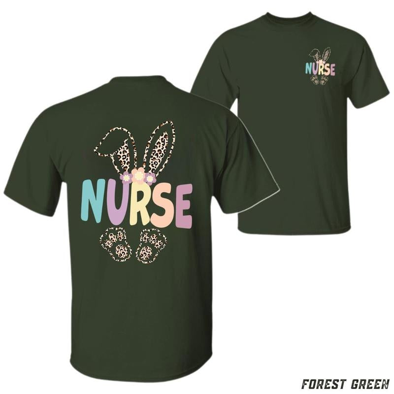Sale Up To 50% Nurse T-shirt Fun Bunny Ears And Paws Design With Colorful Text Perfect Tee For Nurses And Spring Lovers...