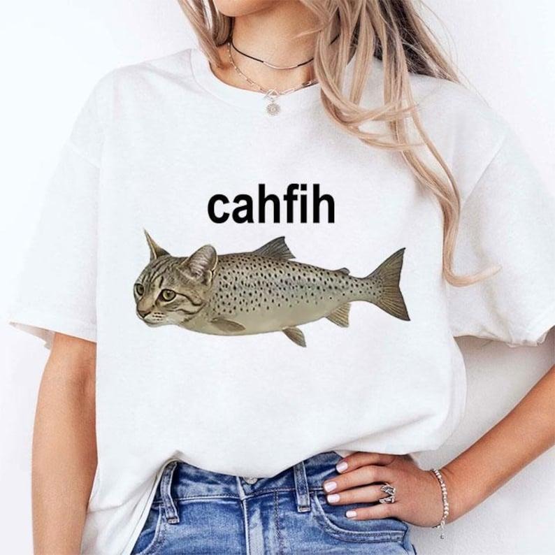 [Sale up to 30%] Cah Fih Misspelled Fish Meme T Shirt, Retro Meme Graphic,Retro Gift for Men & Women T-Shirt Hoodie,...