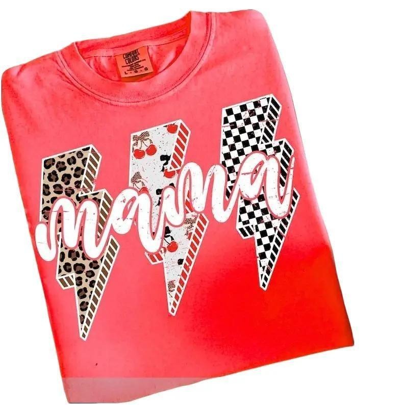 [Sale up to 30%] Comfort Colors Leopard Checker Cherry Letters ,Trendy Mama T-Shirt Hoodie, Sweatshirt | RetroVerseTees.com