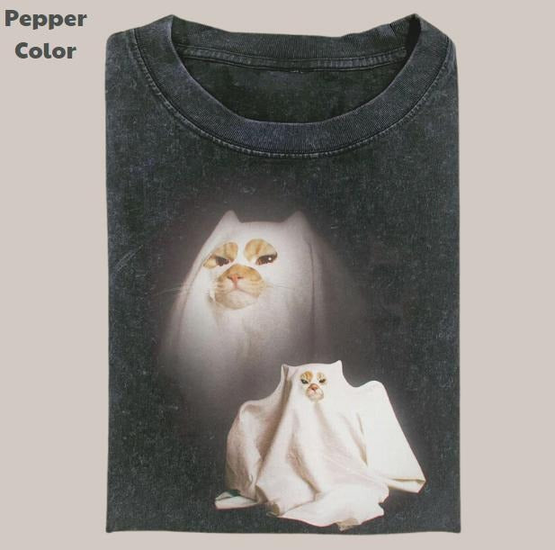[Sale up to 50%] Comfort Colors  Retro Funny Vintage Graphic Tee, Ghost Kitten T-Shirt, Unisex Meme Cringe Funny Dumb...