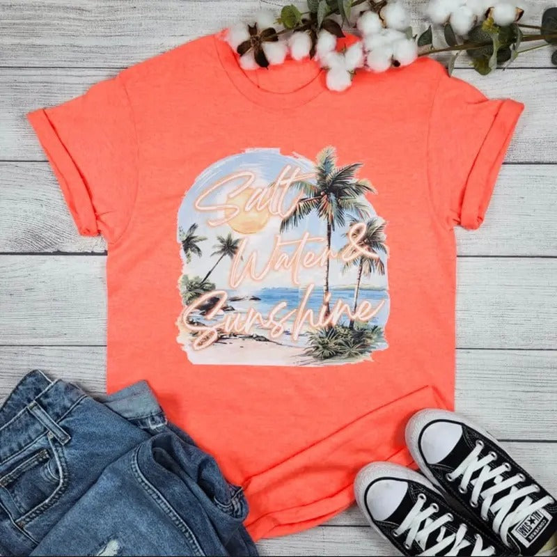 Salt Water and Sunshine Graphic Tee Hoodie, Sweatshirt | RetroVerseTees.com