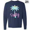Salty Palm Tree Long Sleeve Comfort Colors T-Shirt 'NLB' Hoodie, Sweatshirt | RetroVerseTees.com