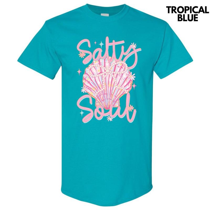 Salty Soul Seashell Gildan Short Sleeve T-Shirt 'NLB' Hoodie, Sweatshirt | RetroVerseTees.com