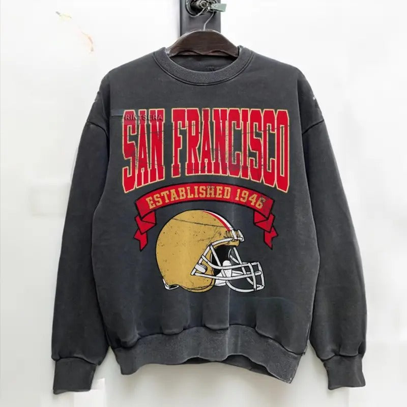 San Francisco Football Vintage Sweatshirt, Unisex Classic Fit T-Shirts, Hoodie | RetroVerseTees.com