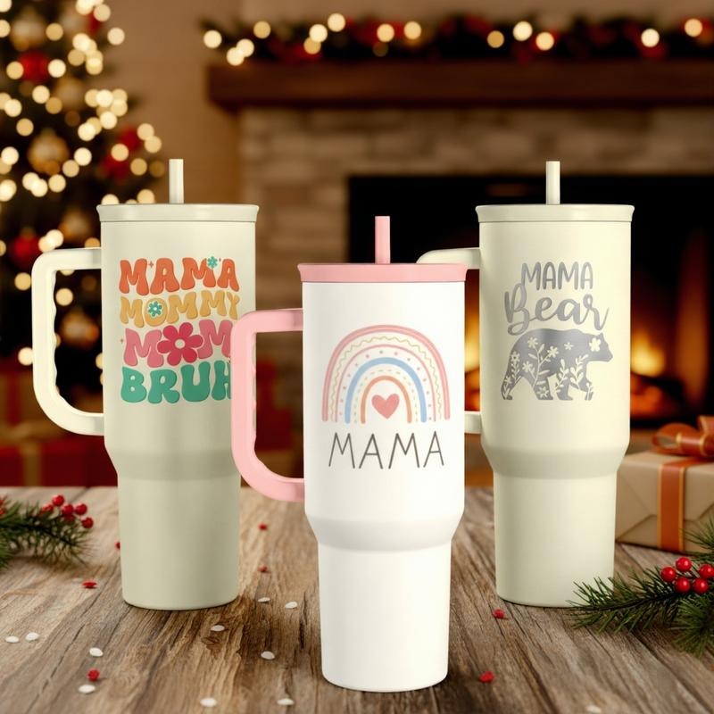Sandjest 40oz Tumbler with Straw & Handle Drinkware Gift, Insulated Vacuum Stainless Steel Cup, Cupholder Friendly,...