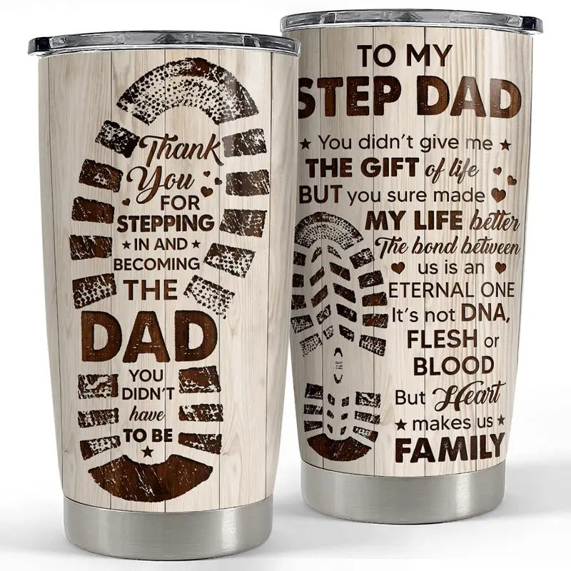 Sandjest Bonus Dad 20oz Tumbler with Lid, Stainless Steel Insulated Vacuum Flask FOG Cup Drinkware Step Dad Husband Men...