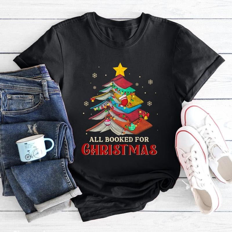Sandjest Book Lover Spiky hair fighters Booked for Christmas Tshirt Gift for Book Lovers Bookworm Women Hoodie, Sweatshirt