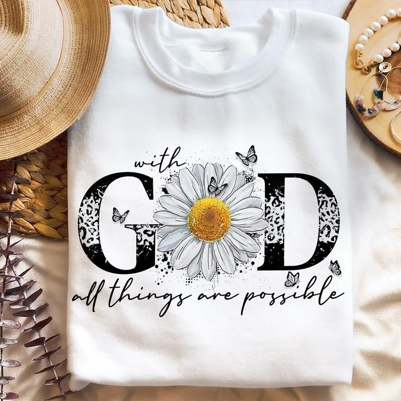 Sandjest Christian T-Shirt with FOG Spiky hair fighters Things Are Possible Gift for Jesus Lover Bible Lover Hoodie,...