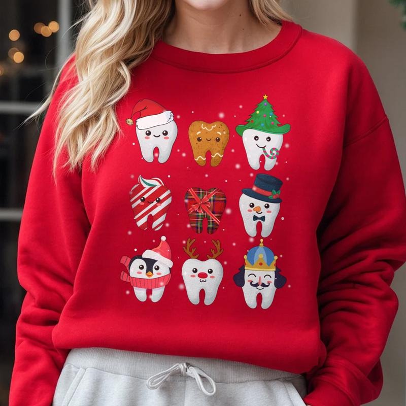 Sandjest Christmas Teeth Sweatshirt, Dentist Christmas Sweatshirt, Dental Christmas Gift, Dental FOG Christmas Tee Hoodie