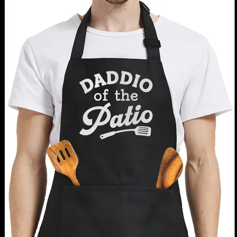 Sandjest Daddio Patio Aprons with Pockets for Men Dad Husband Boyfriend, Adjustable Neck Strap, BBQ Kitchen, Valentine...