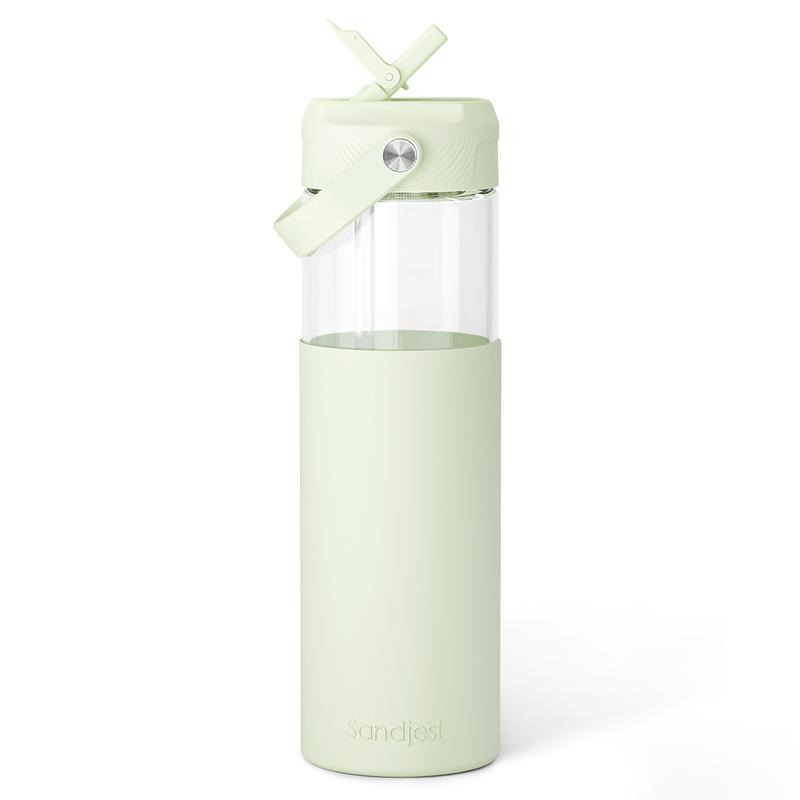 Sandjest Glass Water Bottle 20oz with Straw hat pirates Sleeve Gunpla brand Straw Lid, Reusable Portable Drinking Bottle...