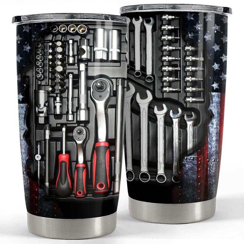 Sandjest Mechanics Tool Box 20oz Tumbler with Lid, Stainless Steel Insulated Vacuum Flask, Double Wall TNF Cup, Men...