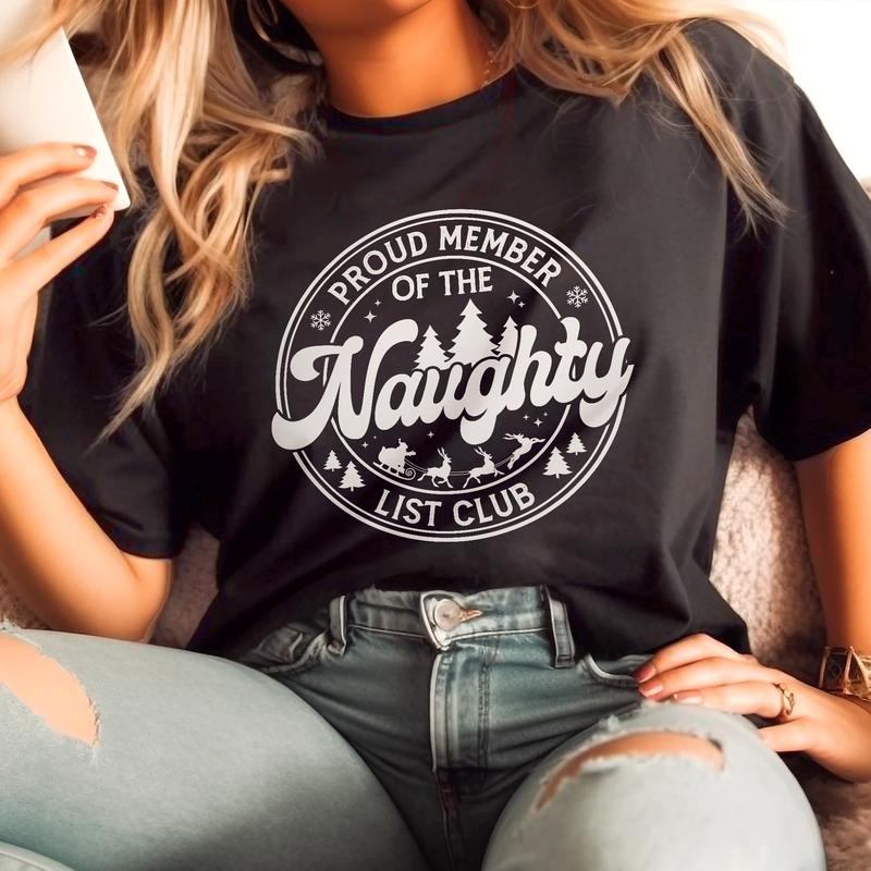 Sandjest Proud Member FOG TNF Naughty List Club Tshirt Funny Christmas Apparel Naughty List Club Shirt Hoodie, Sweatshirt