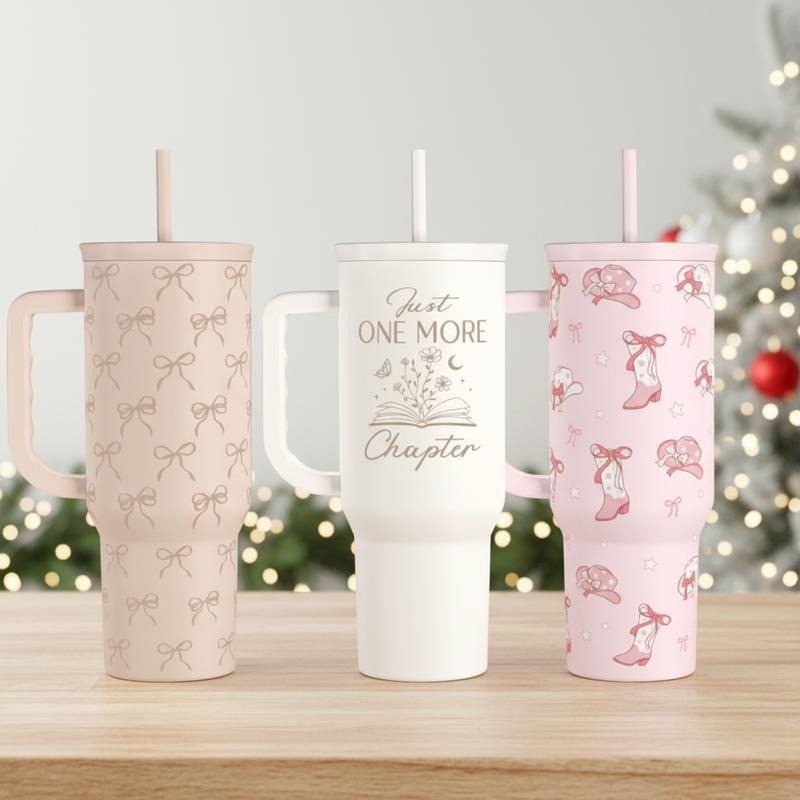 Sandjest SlideMate 40oz Tumbler with Handle & Straw, Stainless Steel Insulated Vacuum Cup, Home FOG Outdoor, Birthday...