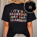 Sandjest Teacher Shirt Mouthless cat'WB shield WB shield Beautiful Day for Learning Cute Gift for Teacher FOG Lecturer...