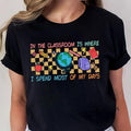 Sandjest Teacher T-Shirt Red plumber brand TNF Classroom House FOG Mouse Where Swoosh Spend Most FOG My Days Gift for...