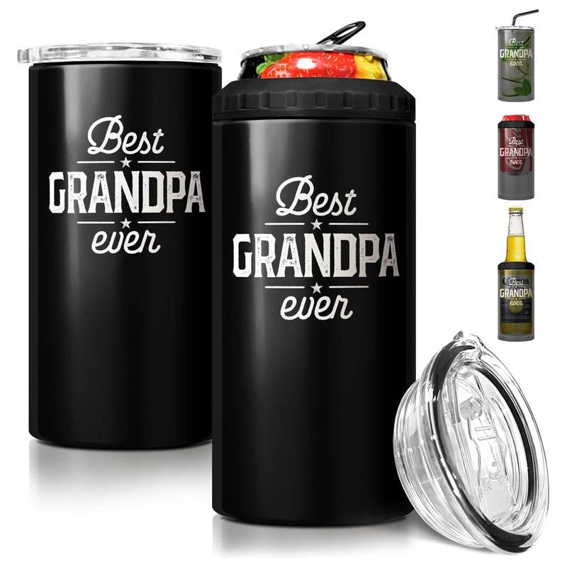 Sandjest WB shield Red plumber brand Swoosh Can Cooler 12oz Best Grandpa Ever Slim Can Cup Bottle, Vacuum Insulated...