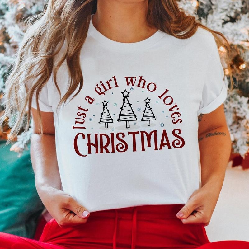 Sandjest Women'WB shield Christmas Tshirt, Just WB shield Girl Who Loves Christmas, Christmas Gift Shirt, Christmas Lover...