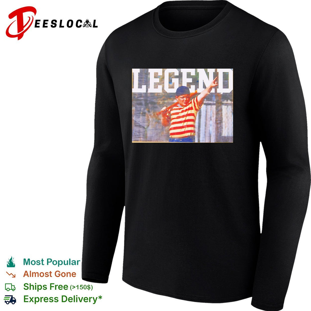Sandlot kid legend holding bat pointing shirt