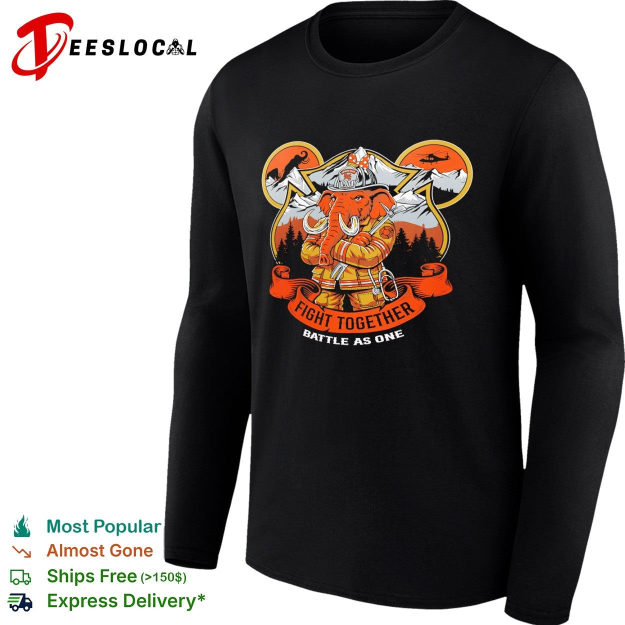 Sandy City FDC 0904 Elephant Firefighter Fight Together Battle as One shirt